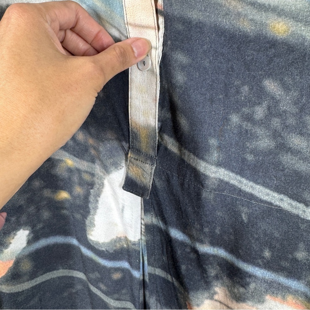 Ischiko Oska Lagenlook Abstract Print Tunic Dress Size 3 Asymmetrical Hem Baggy - Picture 6 of 11